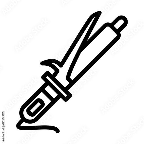 Curling Iron Vector Line Icon Design
