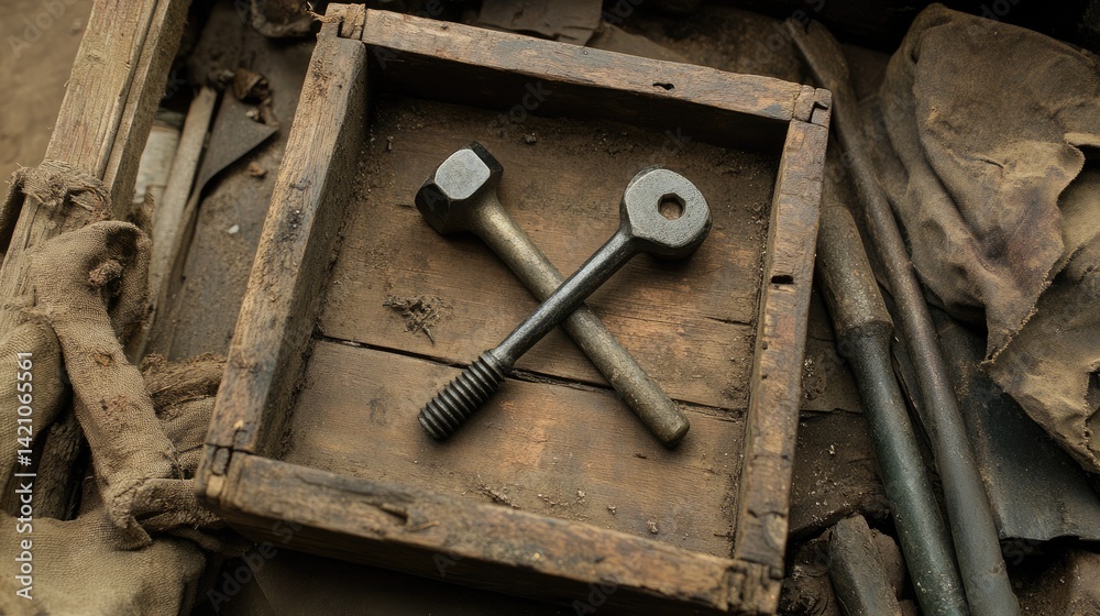 Socket resting firmly on bolt placed in mechanic's tray with other tools nearby Socket resting firmly on bolt placed in mechanic's tray with other tools nearby