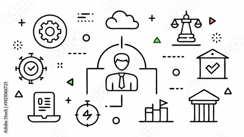 Editable Vector Icons for Social Governance Including Civic Policies Public Participation and Governance Concepts in Minimal Line Style for Web and Print