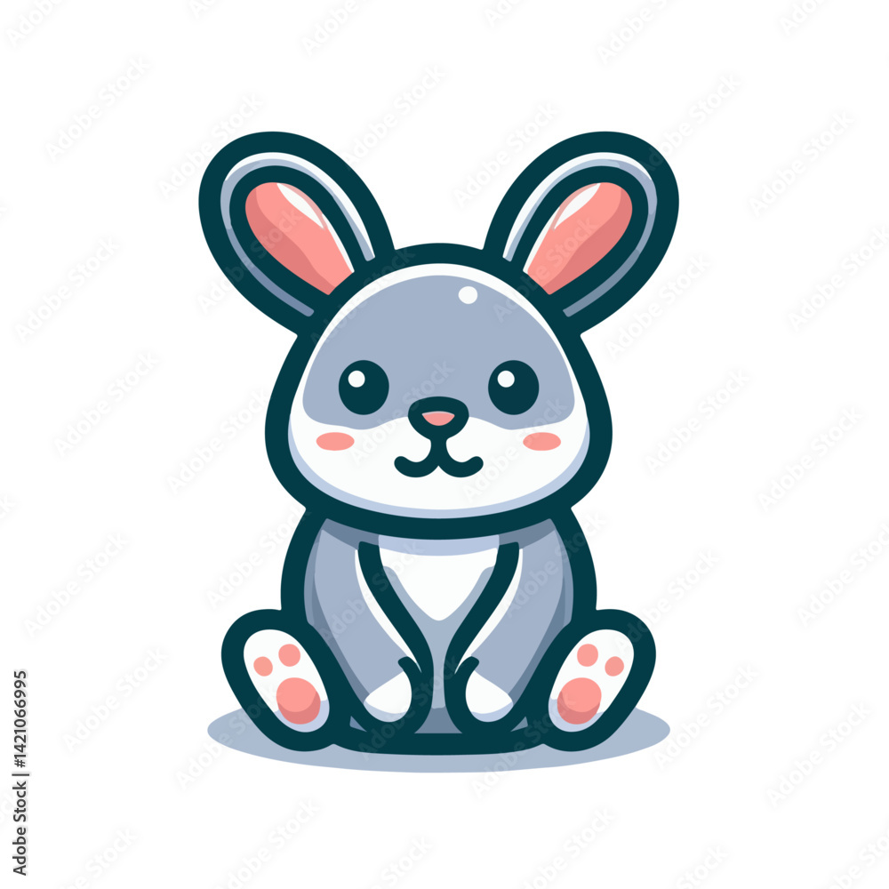 Fototapeta premium flat vector logo of rabbit , cute rabbit vector
