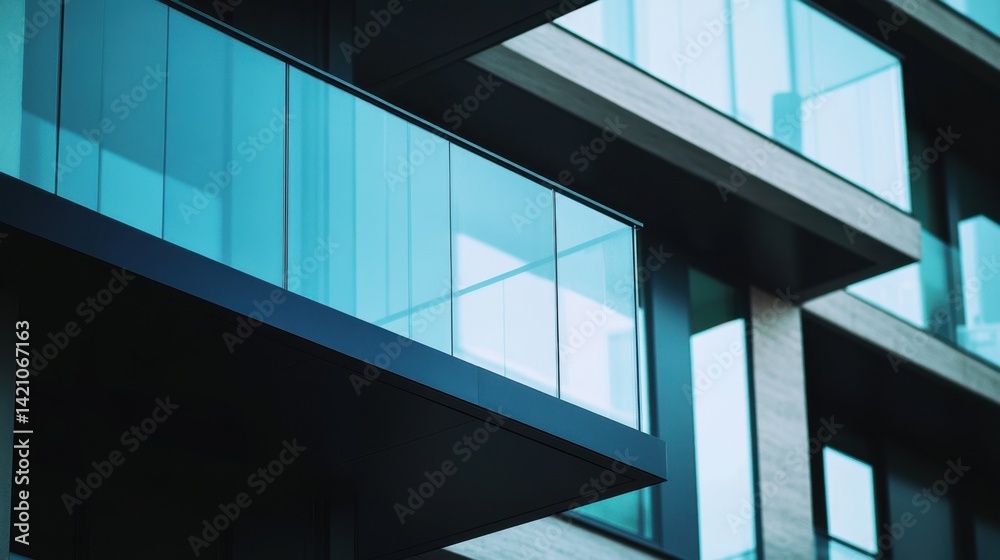 Fototapeta premium Modern Building with Glass Balconies
