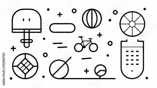 Sports icons in clean vector line style featuring editable strokes representing various athletic activities and games for use in mobile apps and web platforms
