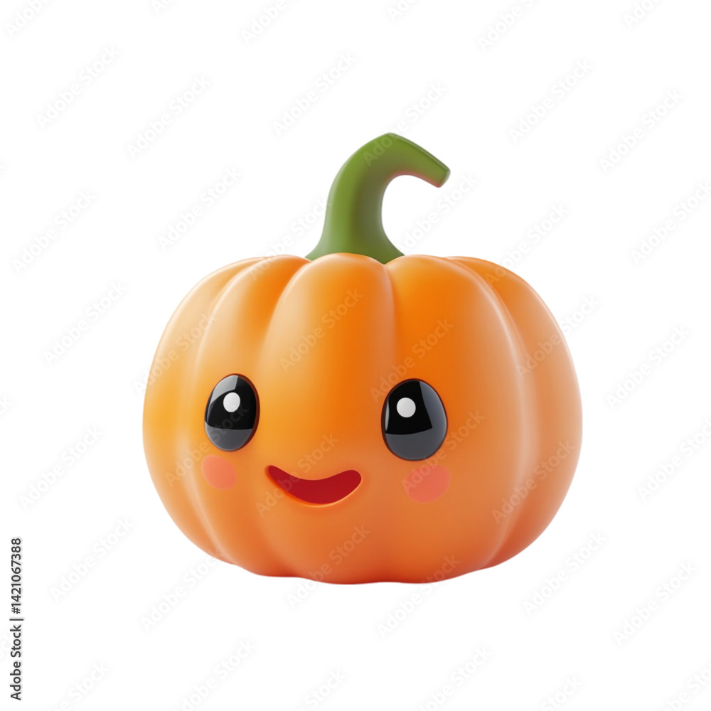 Obraz premium Cute smiling orange pumpkin happy Halloween autumn harvest vegetable