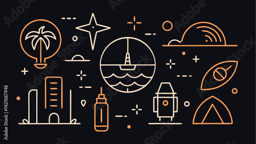 Summer vacation icon set editable vector illustrations with travel holidays beach activities and fun leisure time themes