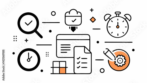 Time management editable icon set in line vector style showcasing productivity scheduling routines daily planning efficiency and time tracking visual elements
