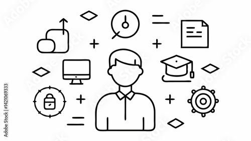 Training and coaching editable icon set in vector line style featuring learning development mentorship guidance personal growth skills building and coaching tools
