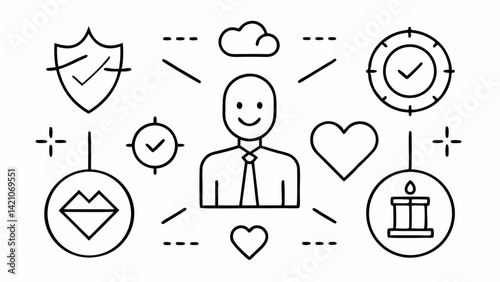 Trust and Security Icon Collection Featuring Line Style Editable Vector Illustrations for Business Integrity Online Safety Client Support and Secure Service Presentation
