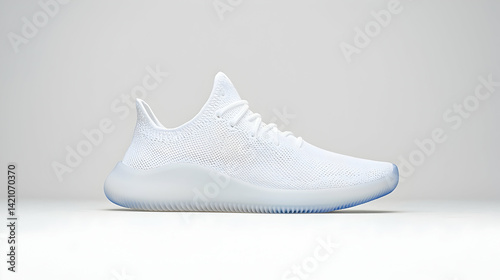 White Knitted Sneakers on White Background