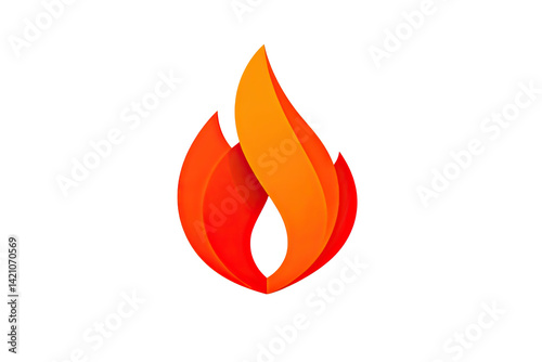 A stylized fire flame icon, smooth gradient of orange and red hues, centered on a 