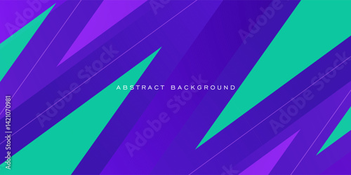 Abstract colorful green and purple triangle sporty background. Overlap triangle shapes with shadow and lines pattern. Eps10 vector