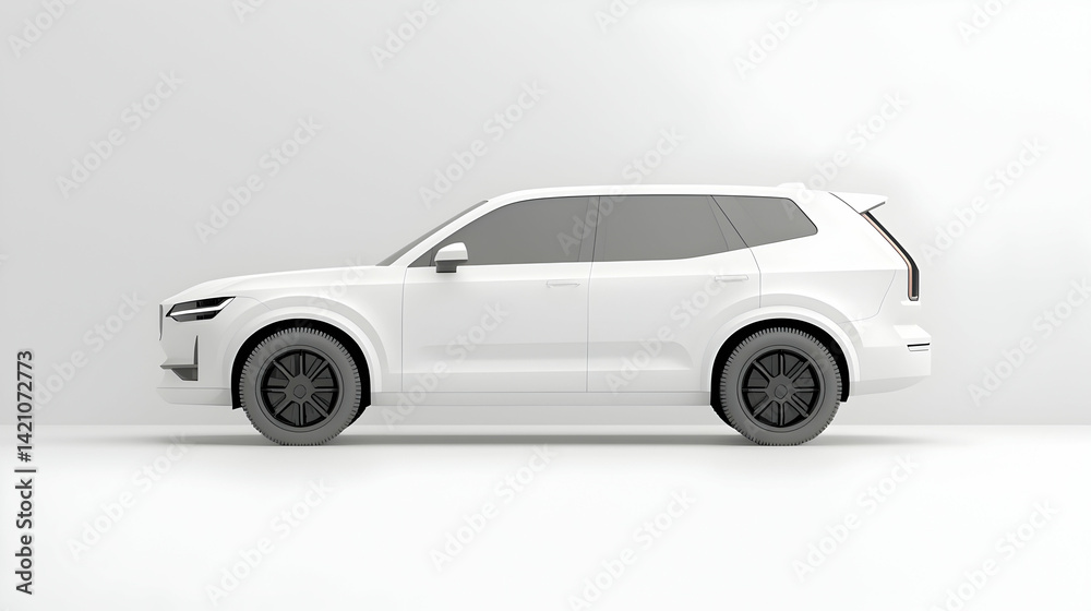 White Low-Poly SUV 3D Render White Low-Poly SUV 3D Render