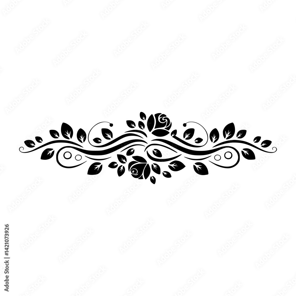 Fototapeta premium Elegant Floral Ornament with Roses and Leaves