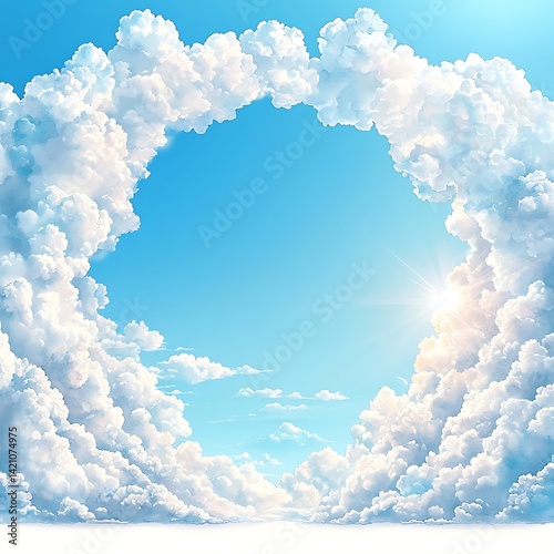 Heavenly Cloud Frame with Sunny Sky.