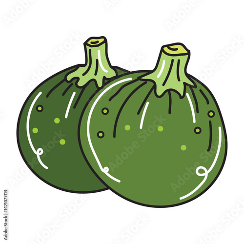 Gem squash, hand drawn doodle illustration, vector