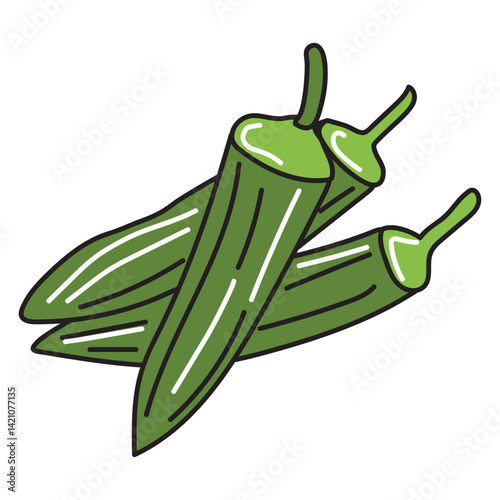 okra, hand drawn doodle illustration, vector