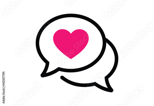 Love Chat Bubbles Heart Icon vector illustration