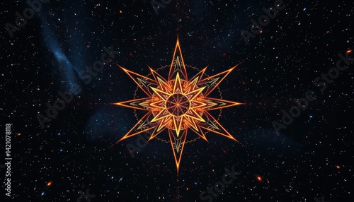 Starburst design in cosmic backdrop