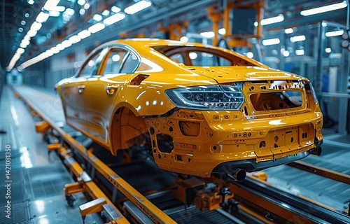 Automated assembly line for robot manipulators for the production of car bodies, car body manufacturing industry