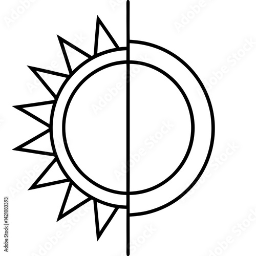 "Sun and Moon Split – Minimal AI Graphic Design on White Background"