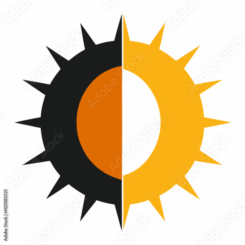 "Sun and Moon Split – Minimal AI Graphic Design on White Background"