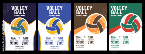 Leather volleyball isolated on a white background, Volleyball tournament posters, flyer with volleyball ball - template vector design Volleyball abstract Beach Volleyball Tournament Flyer Layout