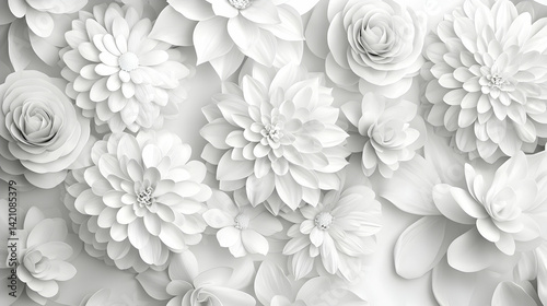 White Paper Flowers Background Texture
