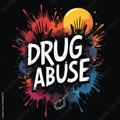 Drug Awareness t-shirt design vector for Anti-Drug Day.
