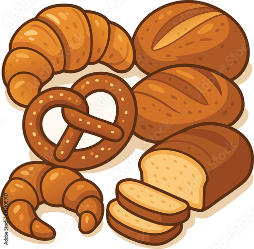 fresh bread and pastry vector