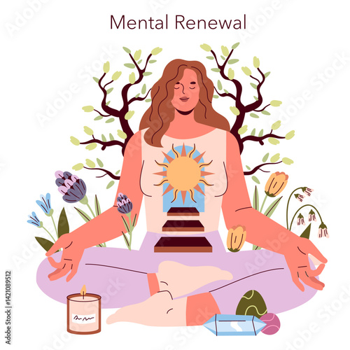 Spring Equinox Day. Flat Vector Illustration