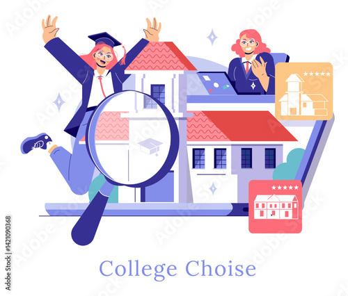 College Choise. Flat Vector Illustration
