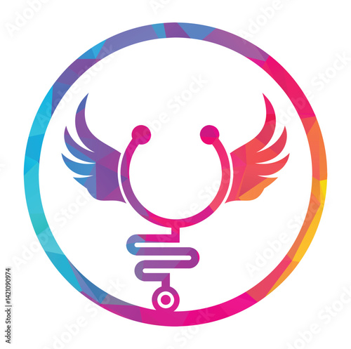 Wing stethoscope logo vector design icon.