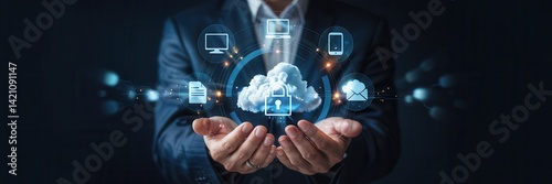 Secure cloud data management held in cupped hands.