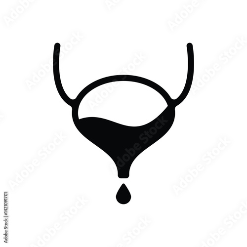 Bladder black and white flat vector icon and symbol design