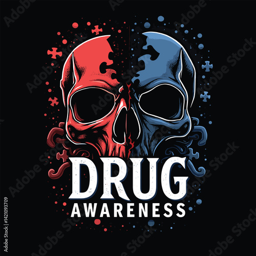 Drug Awareness t-shirt design vector for Anti-Drug Day.
