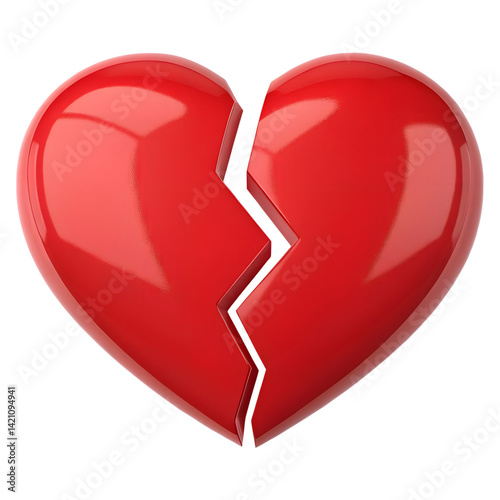 3d broken heart icon isolated on transparent background