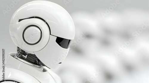 White Robot Closeup Futuristic Technology