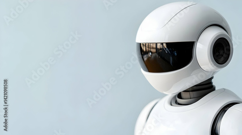 White Robot Head Close Up Futuristic Technology