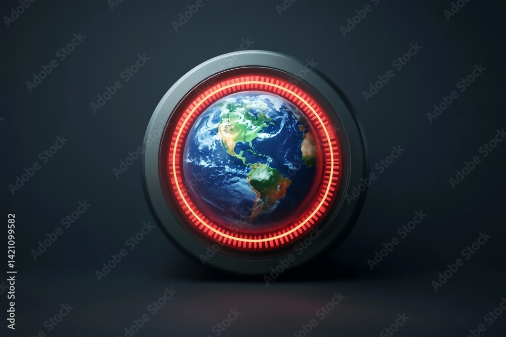 Fototapeta premium Earth Inside Glowing Tech Portal