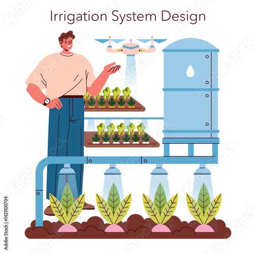 Self Sufficient Garden. Flat Vector Illustration