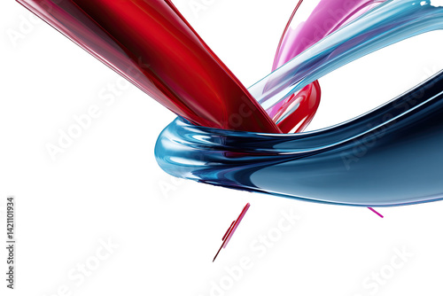 abstract interwoven ribbons perfectly centered and fully isolated on a plain 