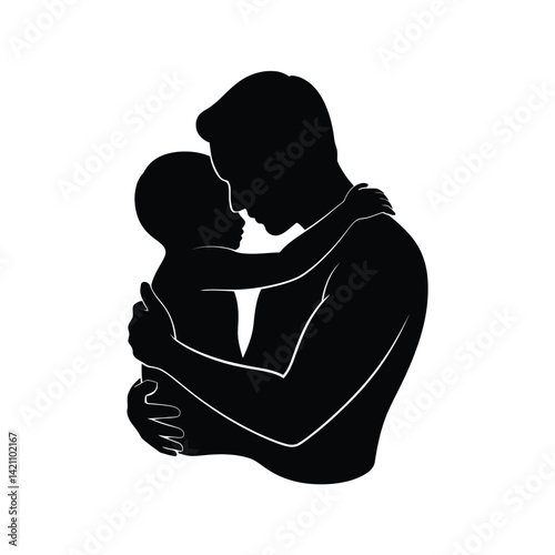 Father Hugging Child Silhouette