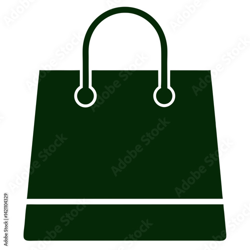 Green paper shopping bag with handles isolated on white background