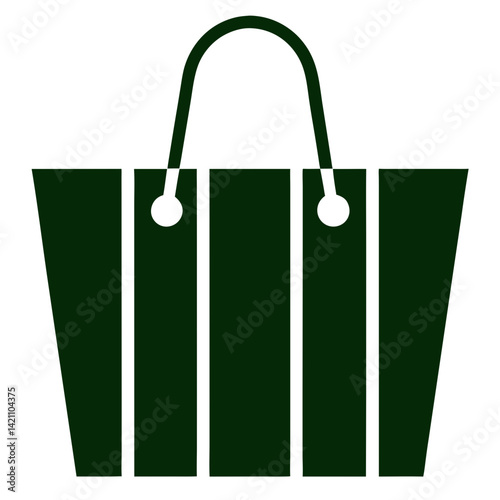 Green paper shopping bag with handles isolated on white background