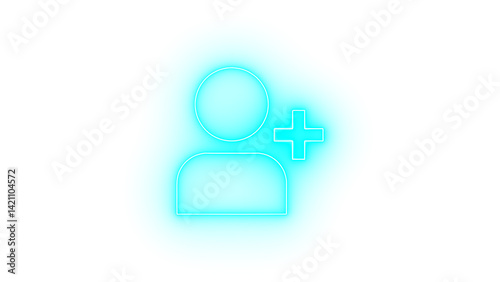 Add user neon sign glowing illustration on white background