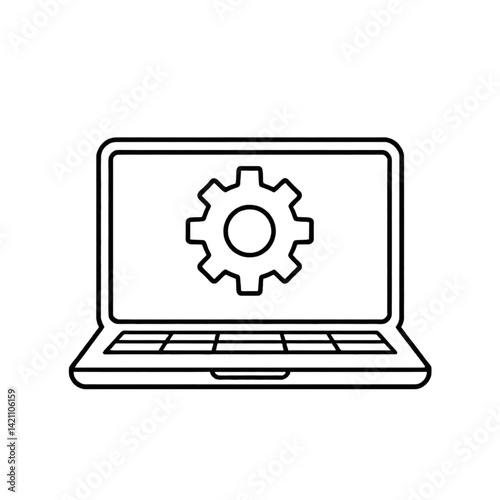 laptop computer icon on square internet button