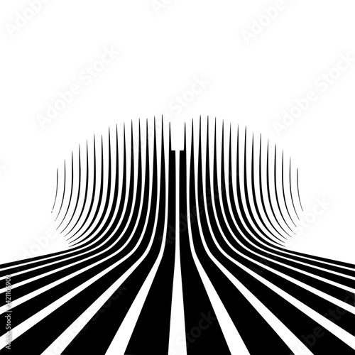 Fotografía Black & White Abstract Wave Lines, Geometric Design