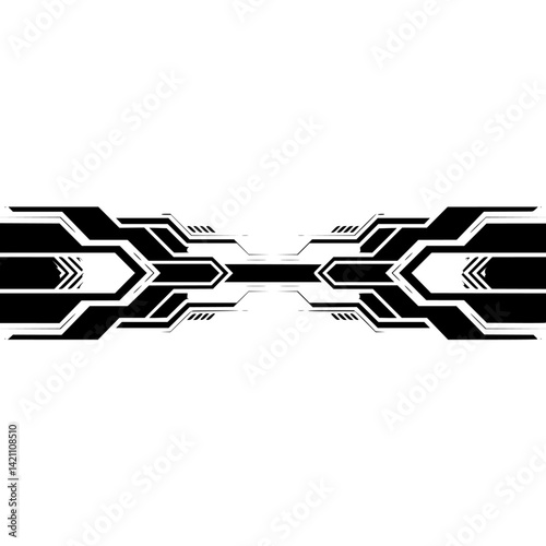 Tech Border Design - Geometric Abstract Element on Gradient Background