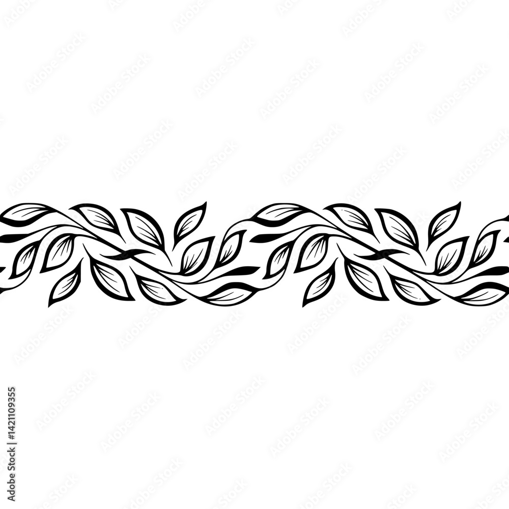 Elegant Black Leaf Border Design on Cream Background Elegant Black Leaf Border Design on Cream Background