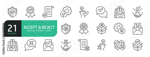Set Of Accept and Reject Line Icons.