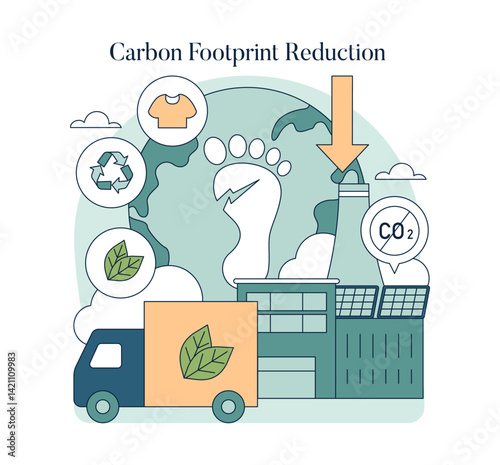Sustainability In Business. Flat Vector Illustration